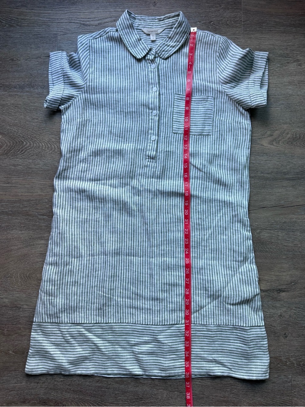 Garnet Hill Green and White Striped Popover Shirtdress size Small - Picture 11 of 12